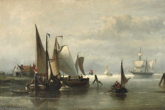 Barges Moored In A Calm — Nicolaas Riegen