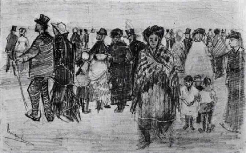 People Walking On The Beach — Vincent Willem Van Gogh