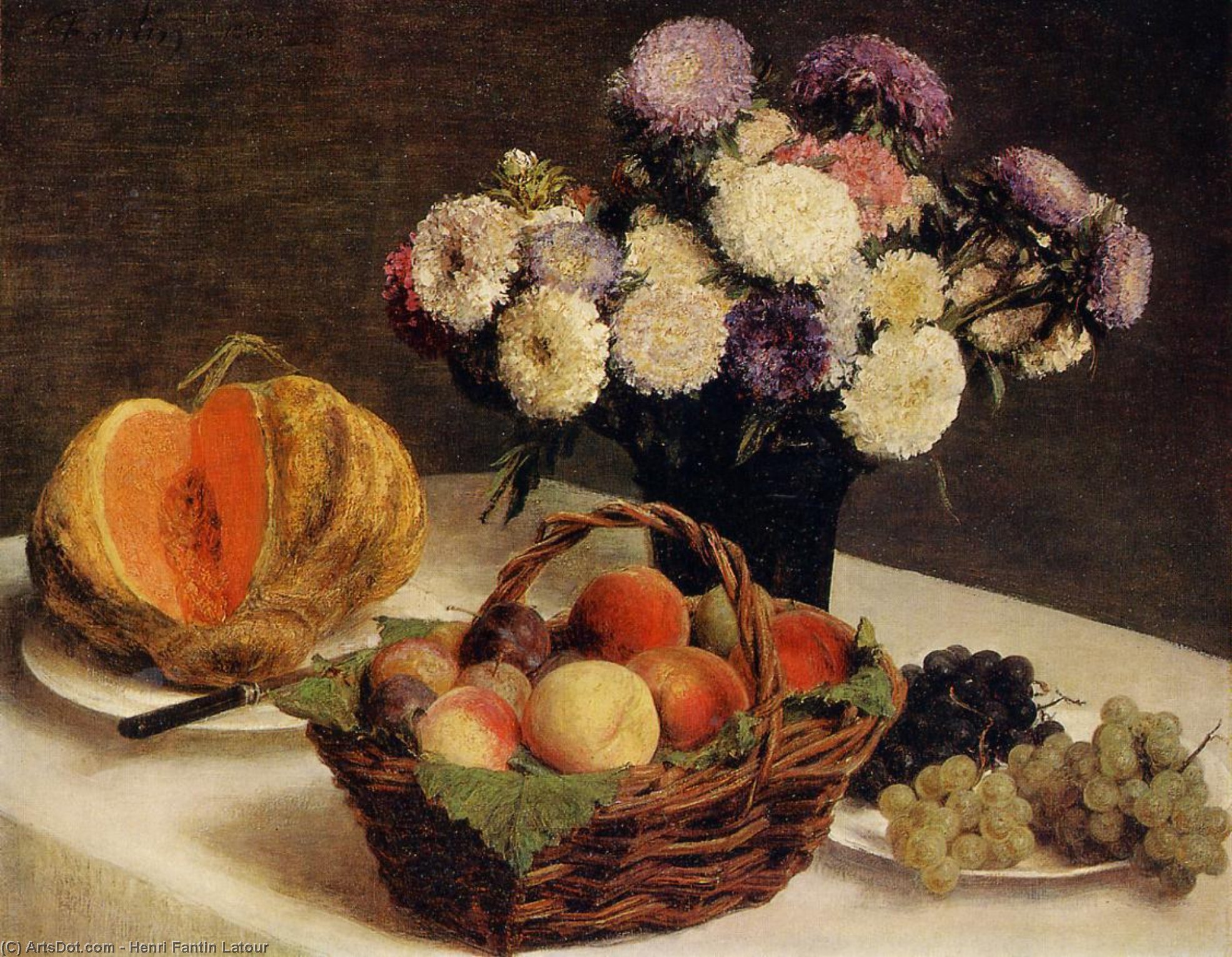 Flowers And Fruit, A Melon — Henri Fantin-latour