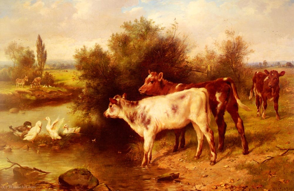 Calves Watering — Walter Hunt