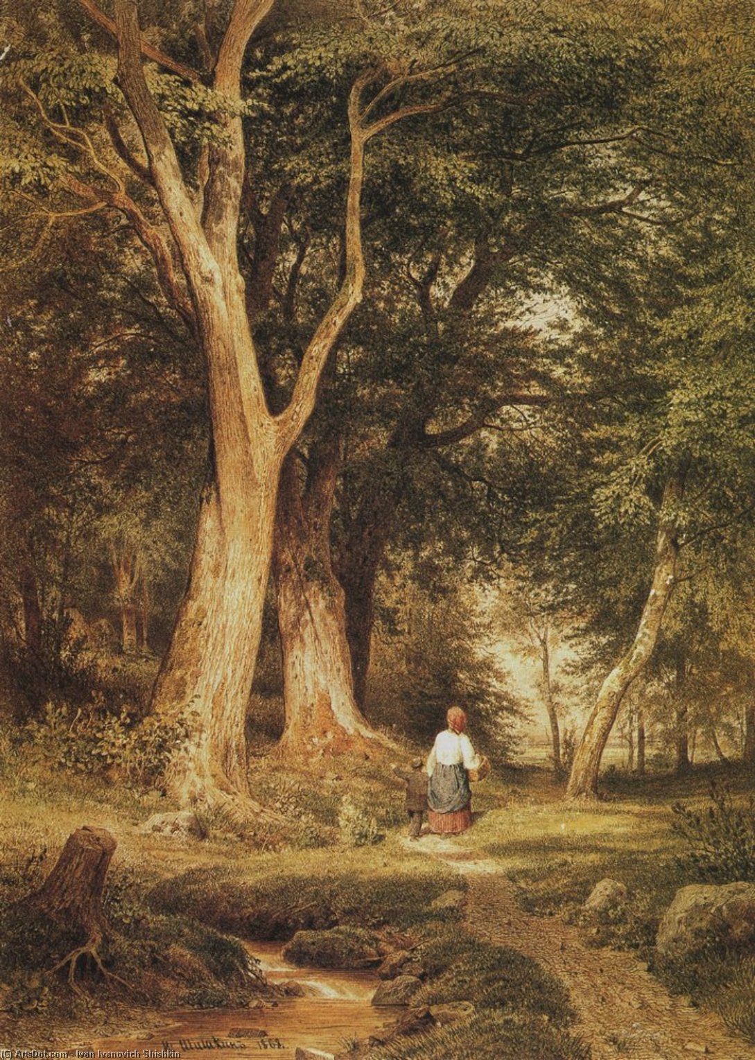 A Woman With A Boy In The Forest — Ivan Ivanovich Shishkin