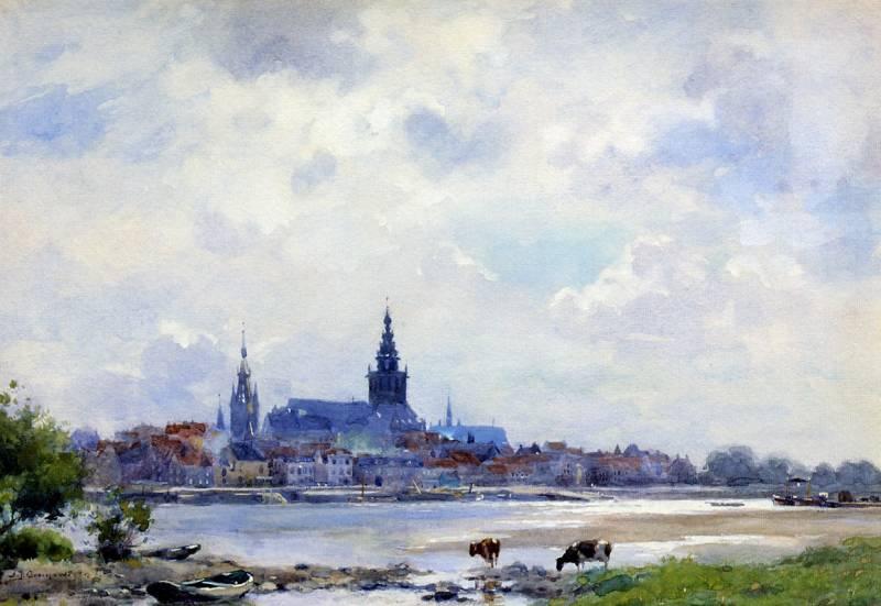 Cows Near River At Nijmegen — Adrianus Johannes Groenewegen