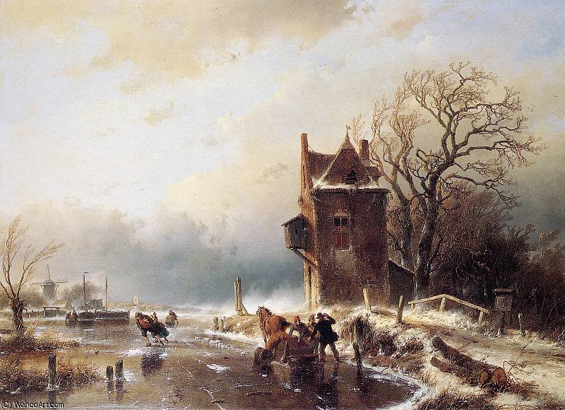 Scaters In Stormy Weather Sun — Andreas Schelfhout