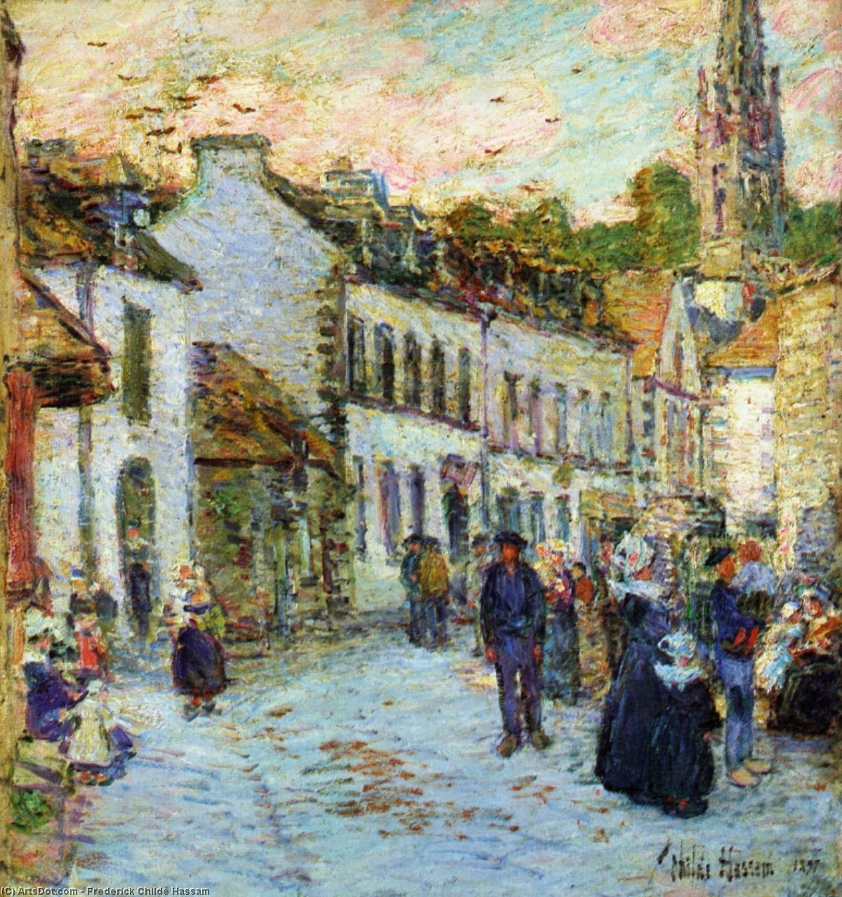Street In Pont Aven - Evening — Frederick Childe Hassam