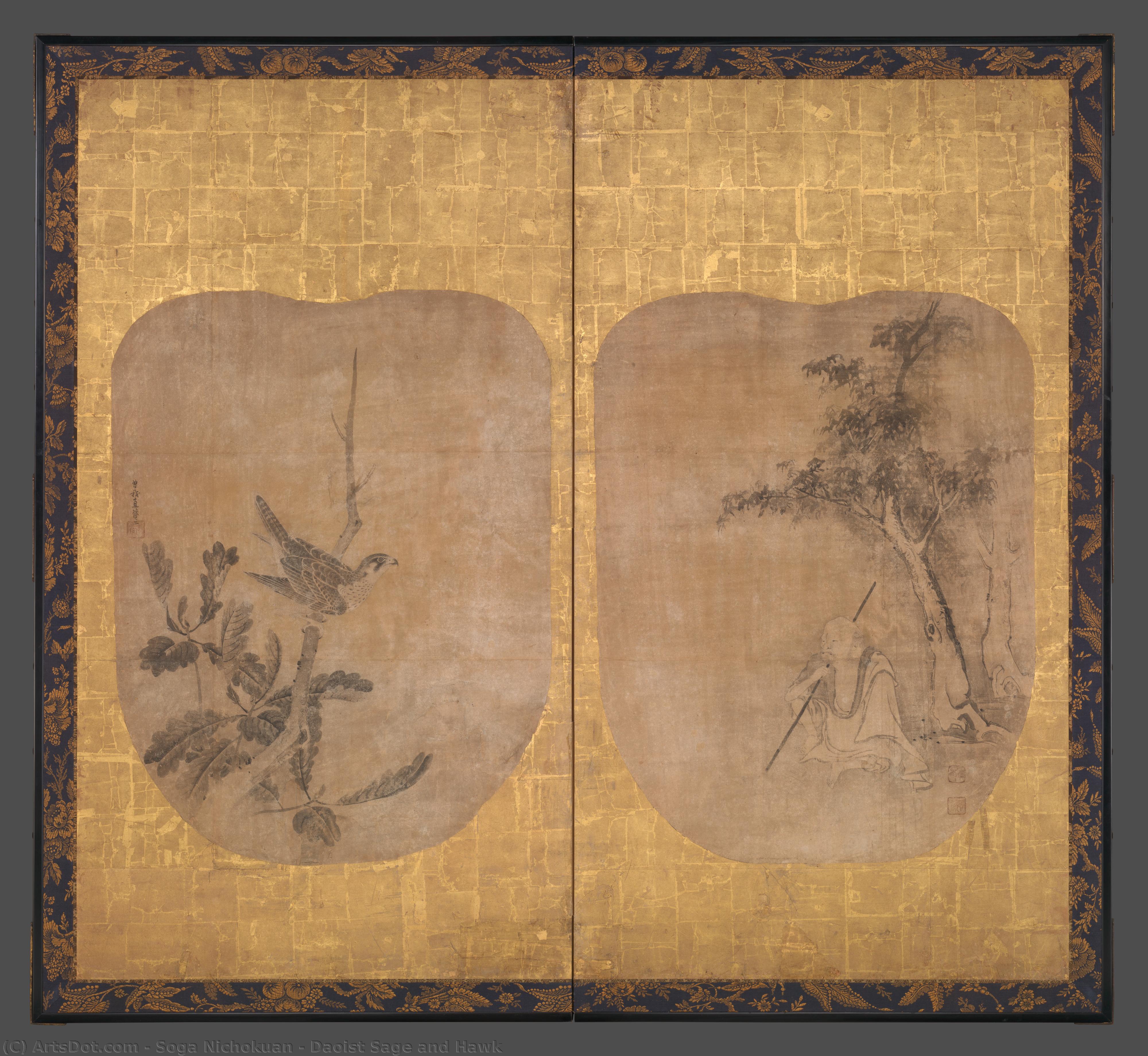 Daoist Sage And Hawk — Soga Nichokuan