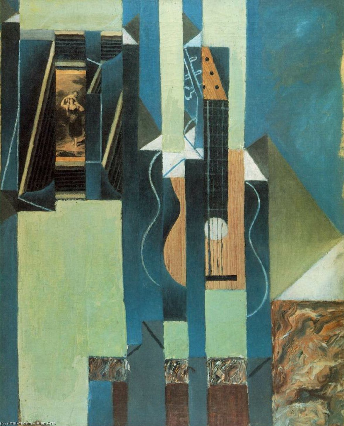 The Guitar - Oil And Papier Colle On Canvas - — Juan Gris