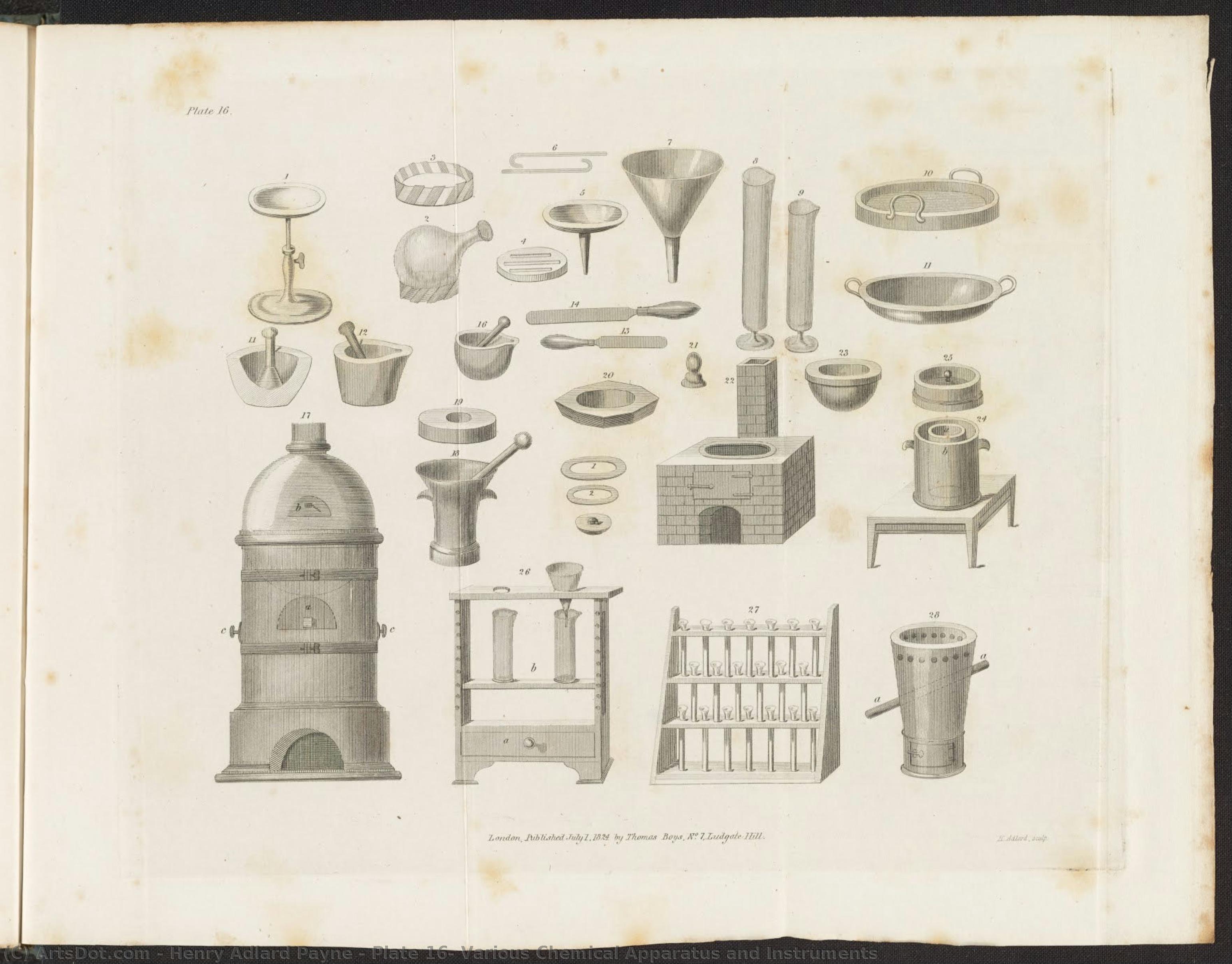 Plate 16: Various Chemical Apparatus And Instruments — Henry Adlard Payne