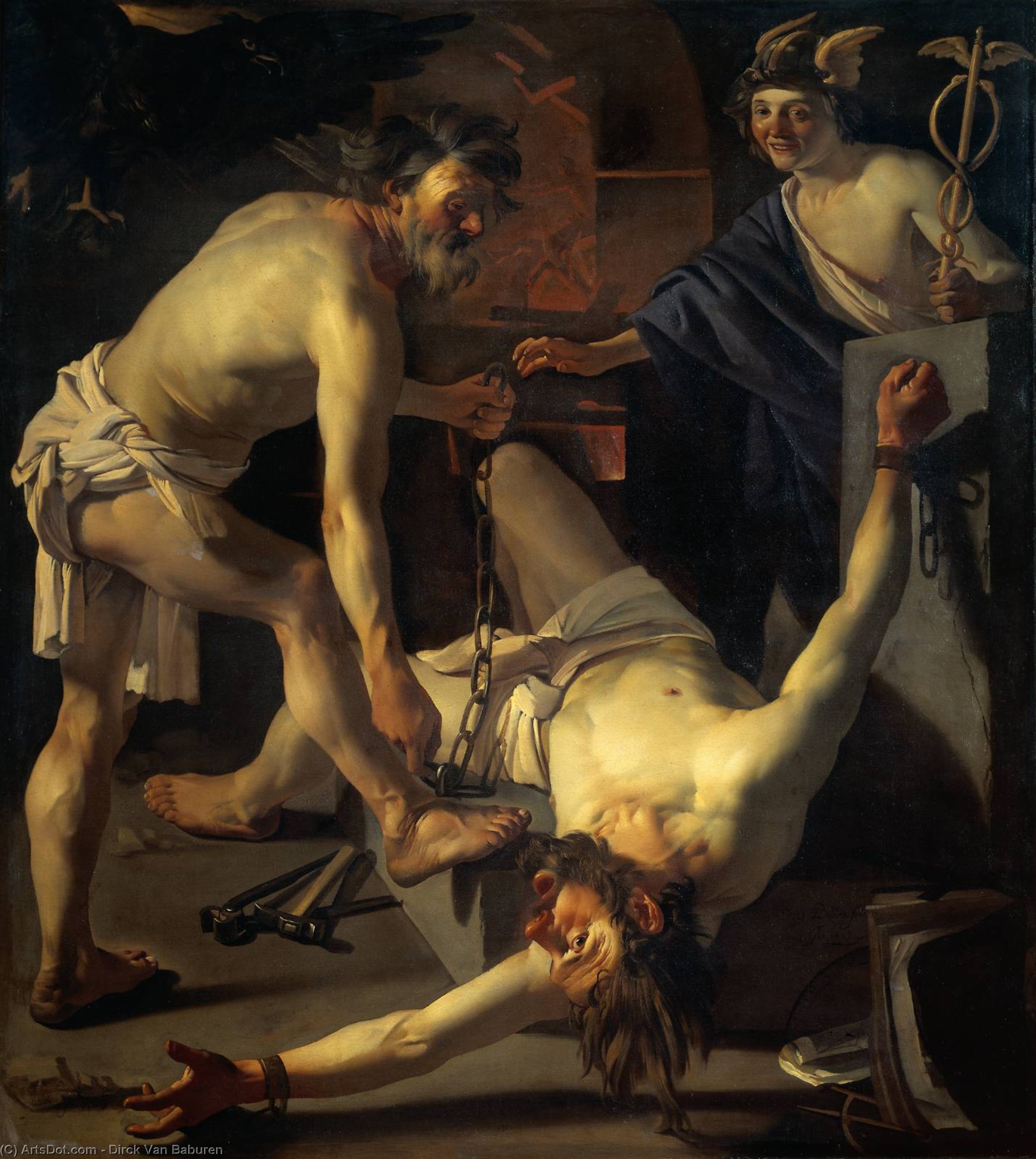 Prometheus Being Chained By Vulcan — Дирк Ван Бабюрен