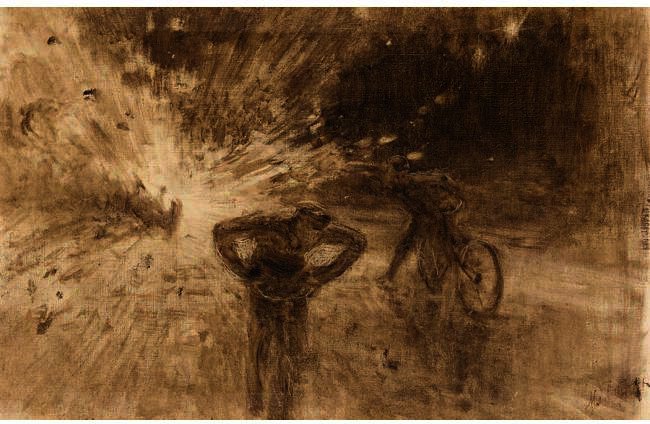 Monochrome Sketch Of The Terrorist Attack In 1916 On King Albert I Of Belgium — Ilya Yefimovich Repin