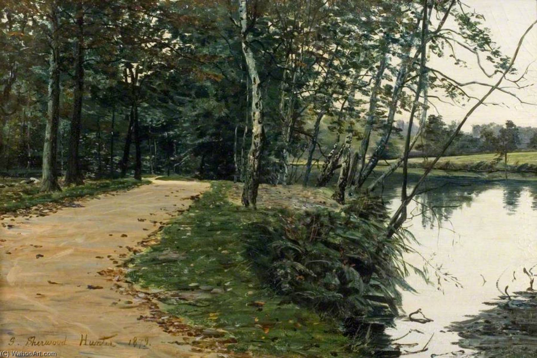 Woodland Path By Water — George Sherwood Hunter