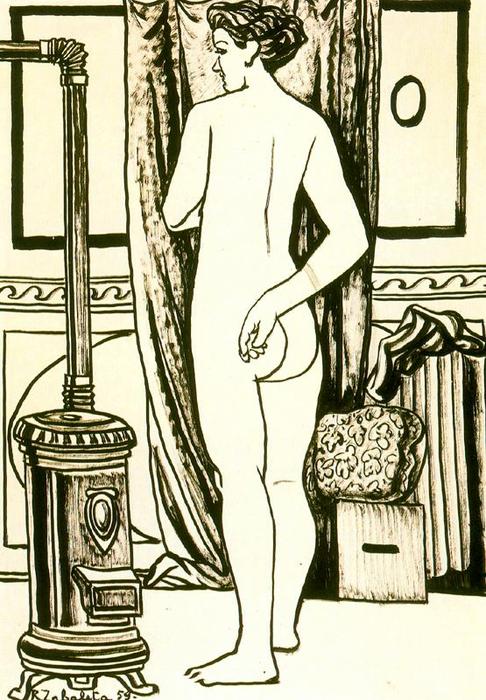 Female Nude From Back With Stove — Rafael Zabaleta Fuentes