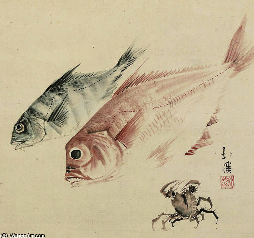 Still Life Of Fish And Crab — Toyota Hokkei