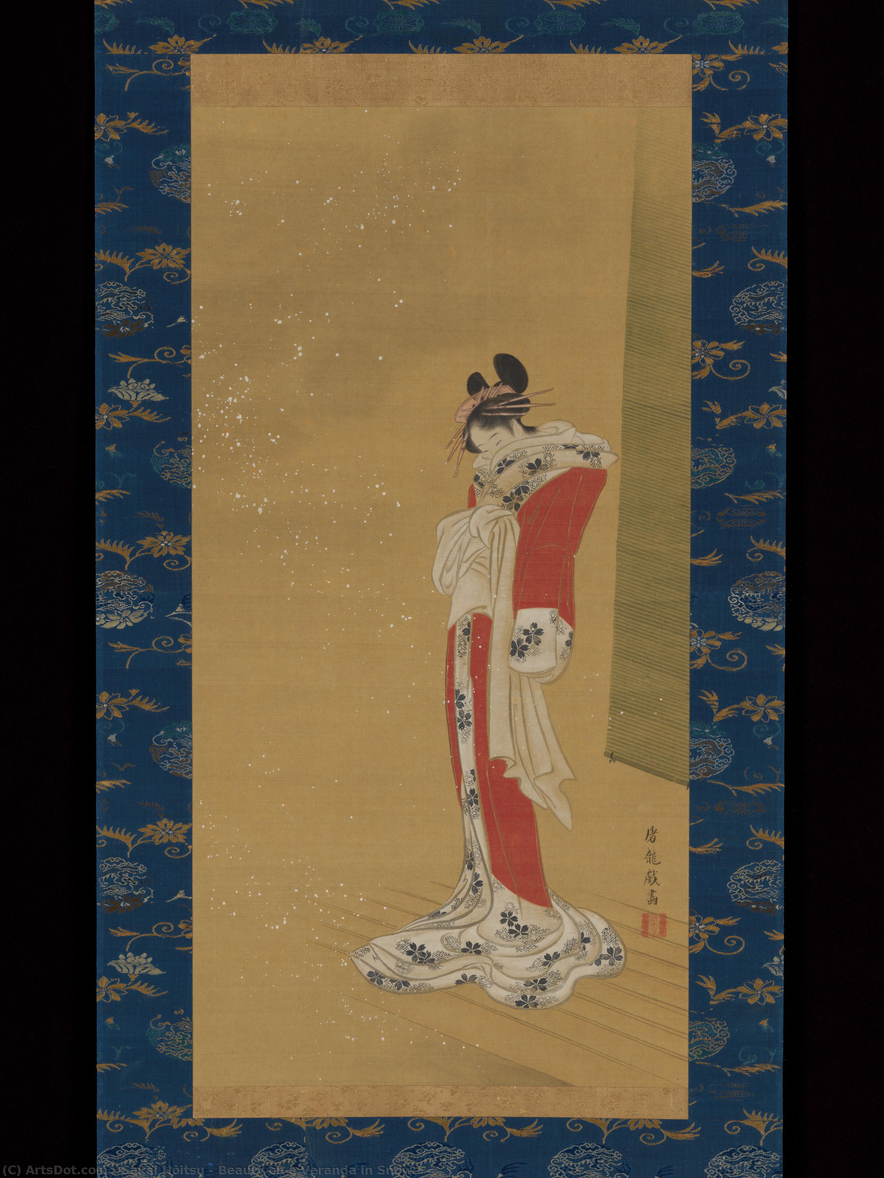 Beauty On A Veranda In Snow — Sakai Hōitsu