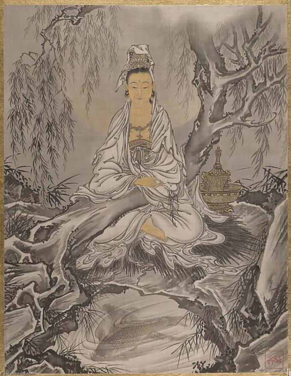 白衣観音図 White Robed Kannon — Kawanabe Kyōsai