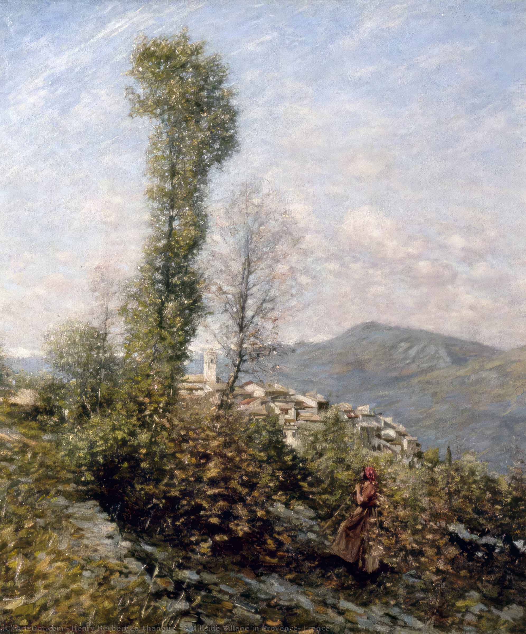 A Hillside Village In Provence, France — Henri Herbert La Thangue