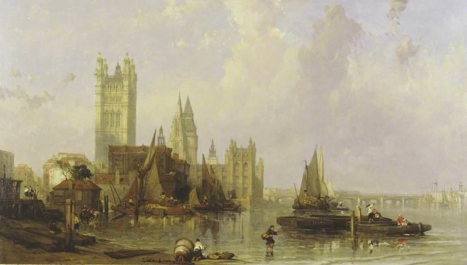 The Houses Of Parliament From Millbank, London — David Roberts