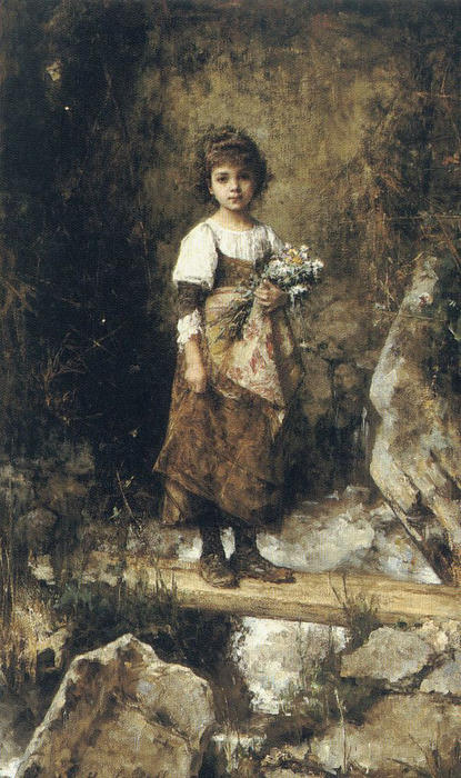 A Peasant Girl On A Footbridge — Alexei Alexeievich Harlamoff