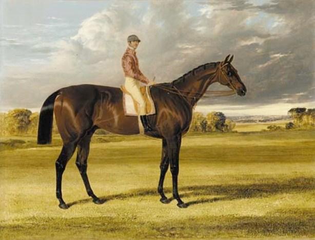 Amato, Winner Of The 1838 Derby, With Jockey Up, In A Landscape — John Frederick Herring Senior