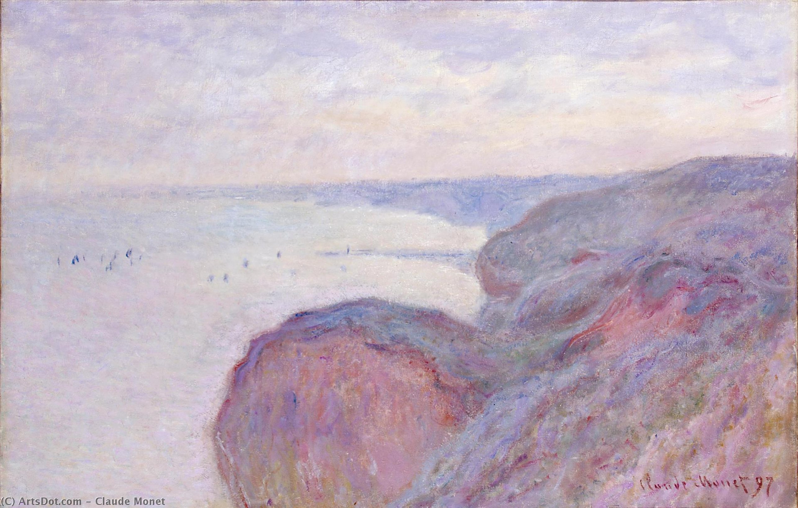 Cliff Near Dieppe, Overcast Skies — Клод Моне