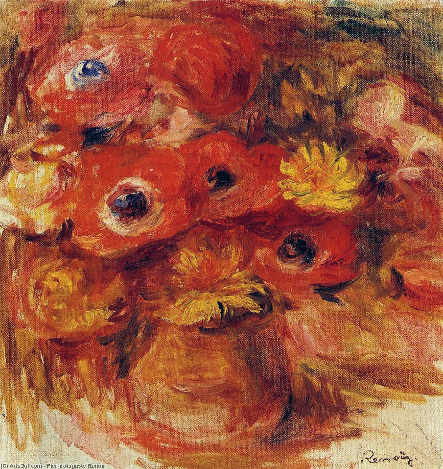 Vase Of Anemones — Pierre-auguste Renoir