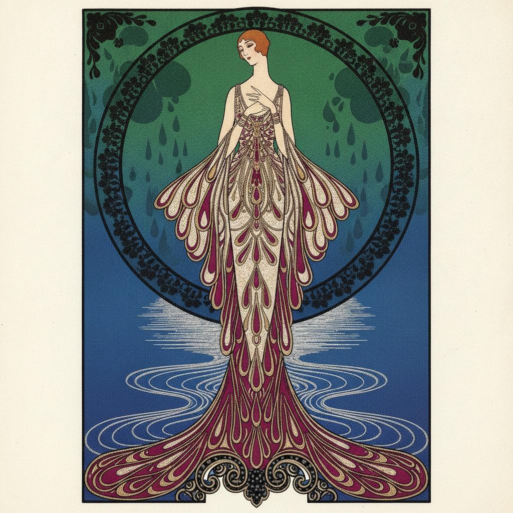 Lunar Halo And Cascading Teal Feathers — Valentin Laurent De Courcey