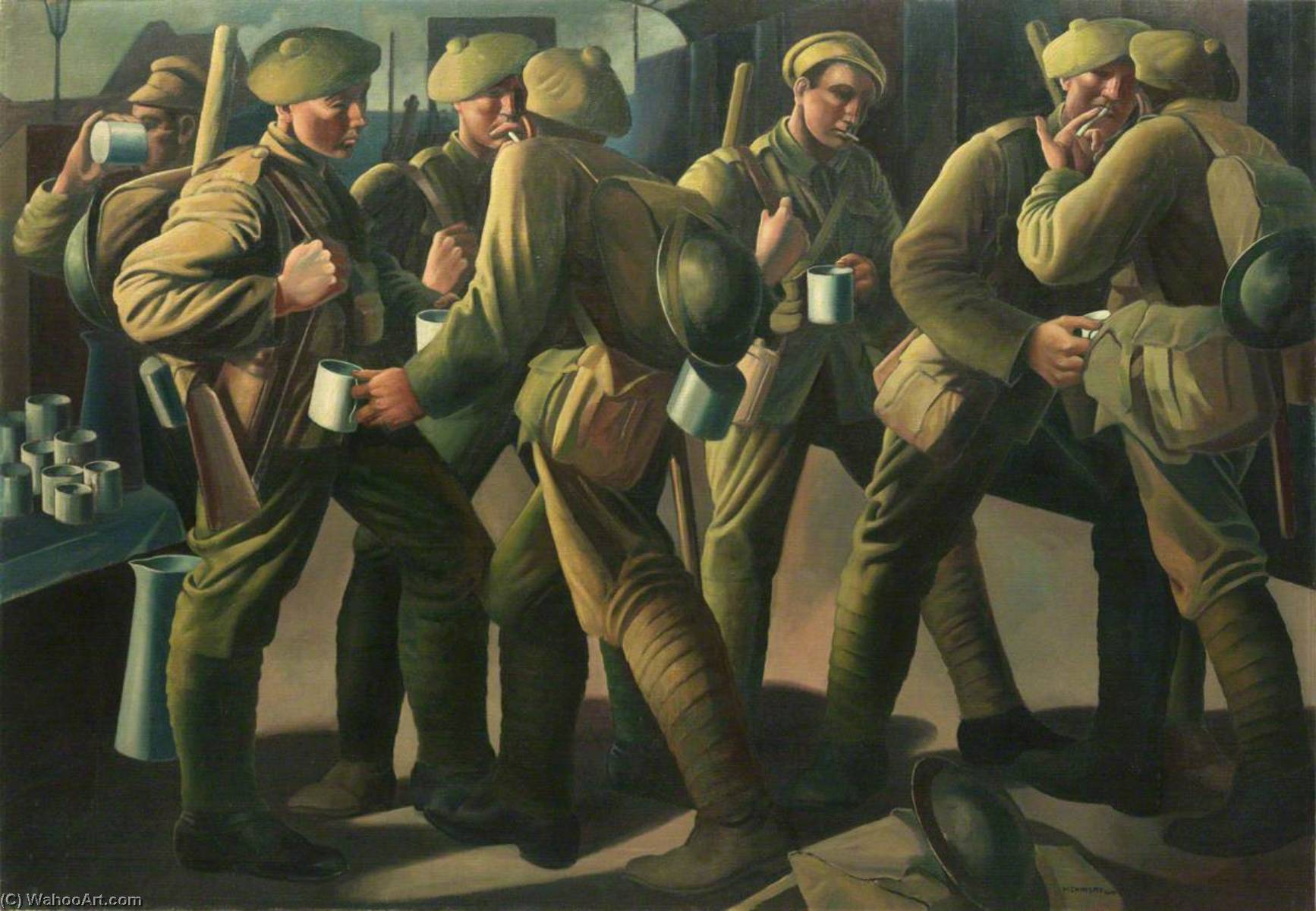 The Arrival Of A Leave Train, Victoria Station, 1918 — Bernard Meninsky