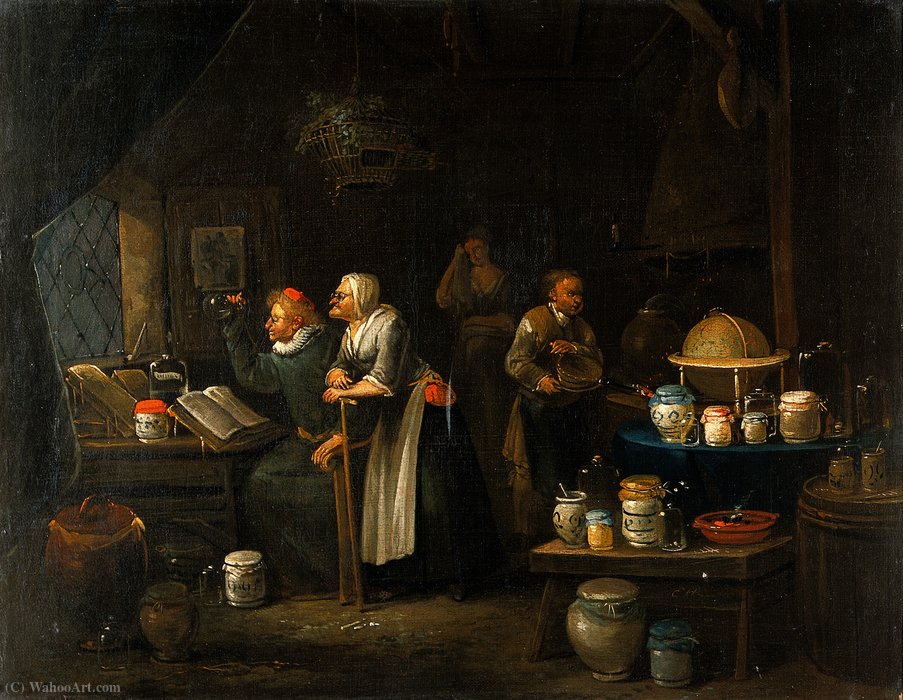 Interior With Doctor, Assistant, Old Woman And Girl. — Egbert Jaspersz Van Heemskerck