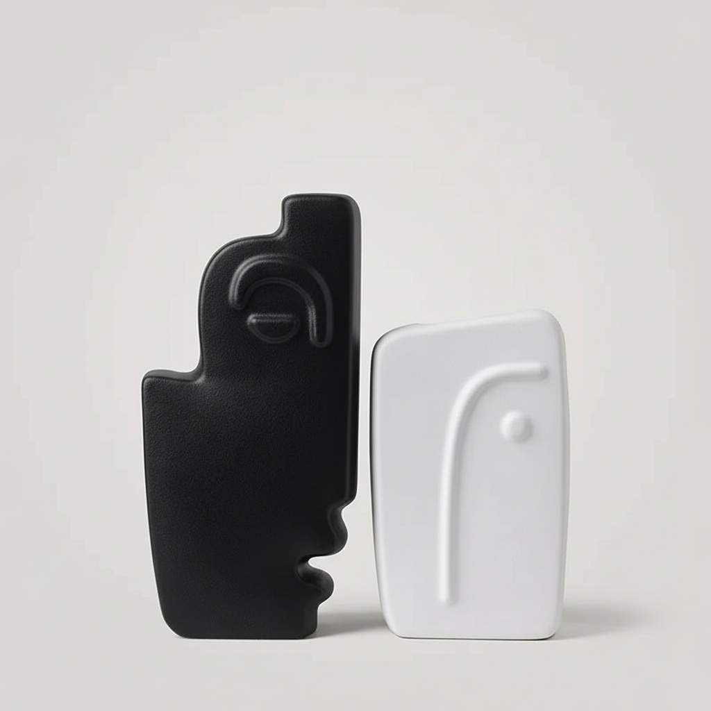 Abstract Face Resin Vases - Modern Minimalist Pair