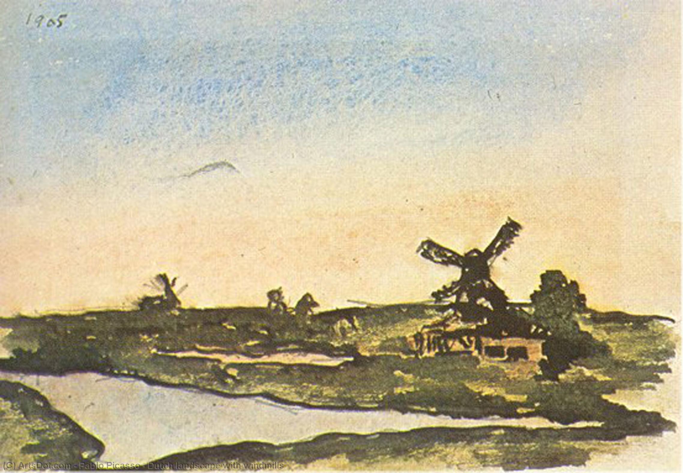 Dutch Landscape With Windmills — Pablo Picasso