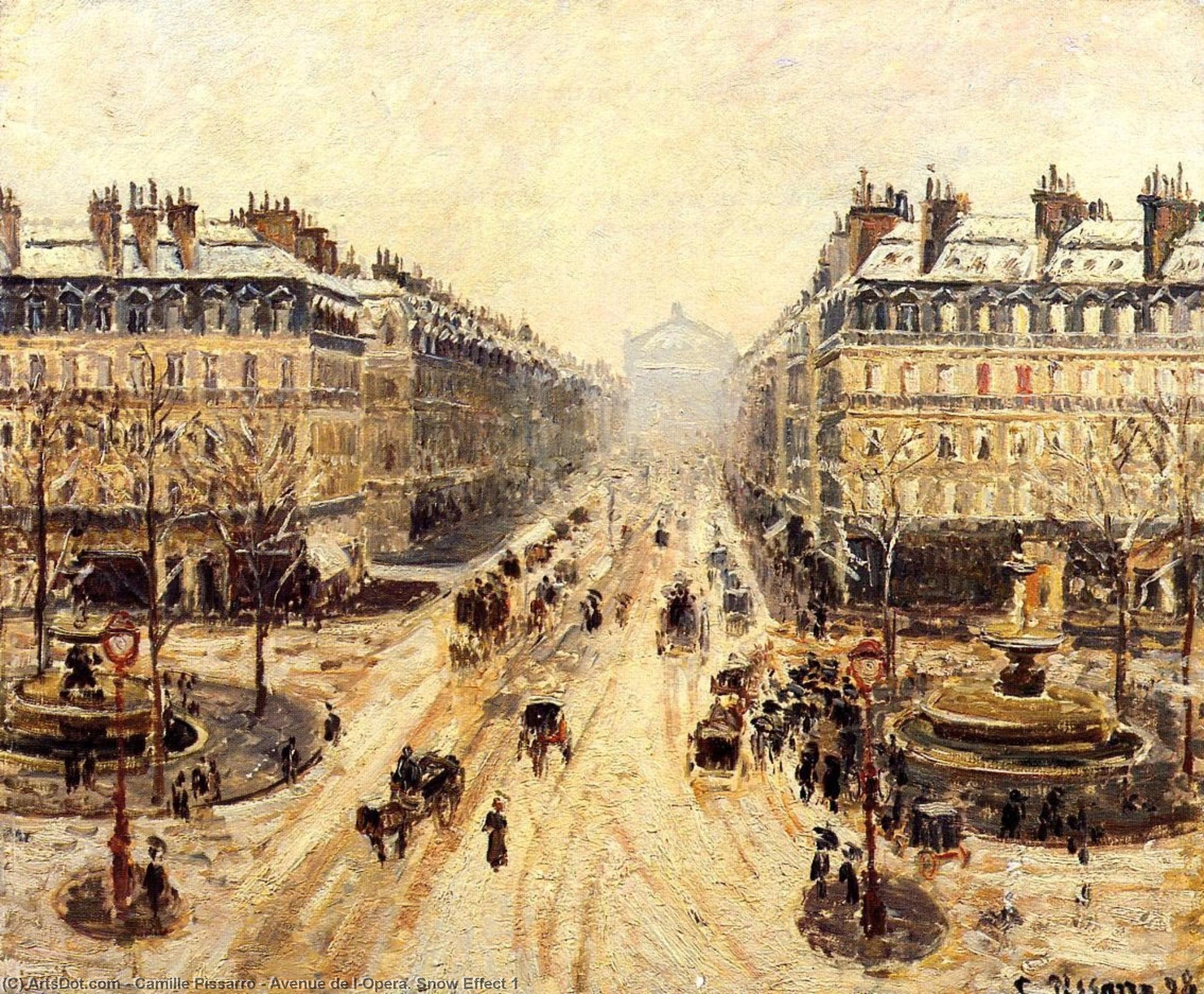 Avenue De L'opéra. Schneeeffekt 1 — Camille Pissarro