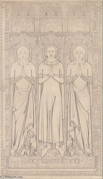 The Sepulchral Brass Of Robert Braunche And His Two Wives In Saint Margaret's Church, Lynn, Norfolk — John Sell Cotman