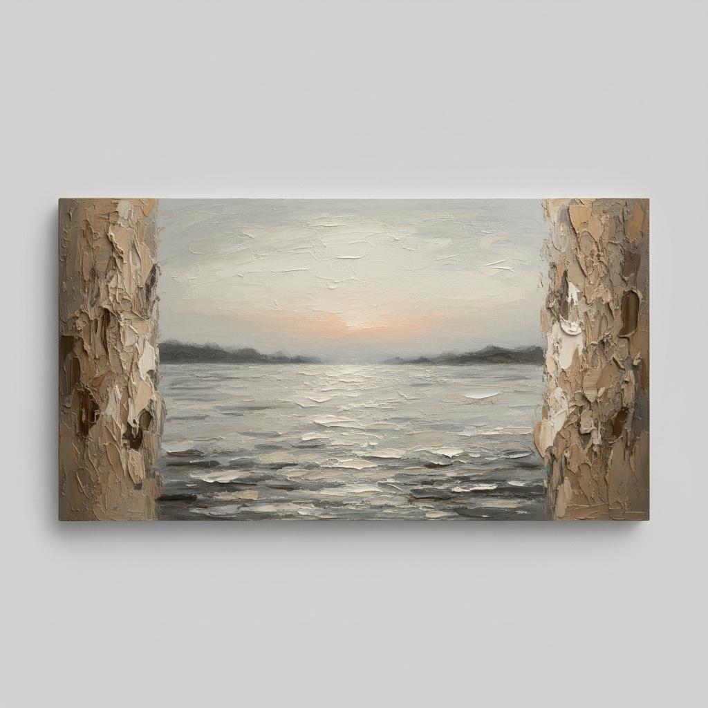 Ethereal Horizon Framed By Sculptural Earth And Silent Silver Tides — David Moreau