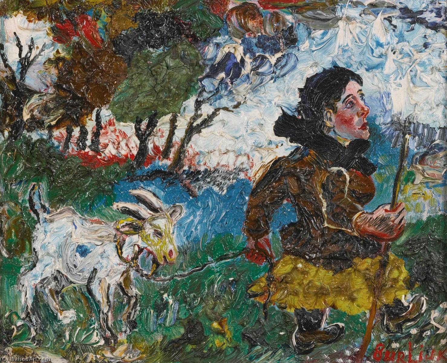 Woman With A Goat — David Davidovich Burliuk