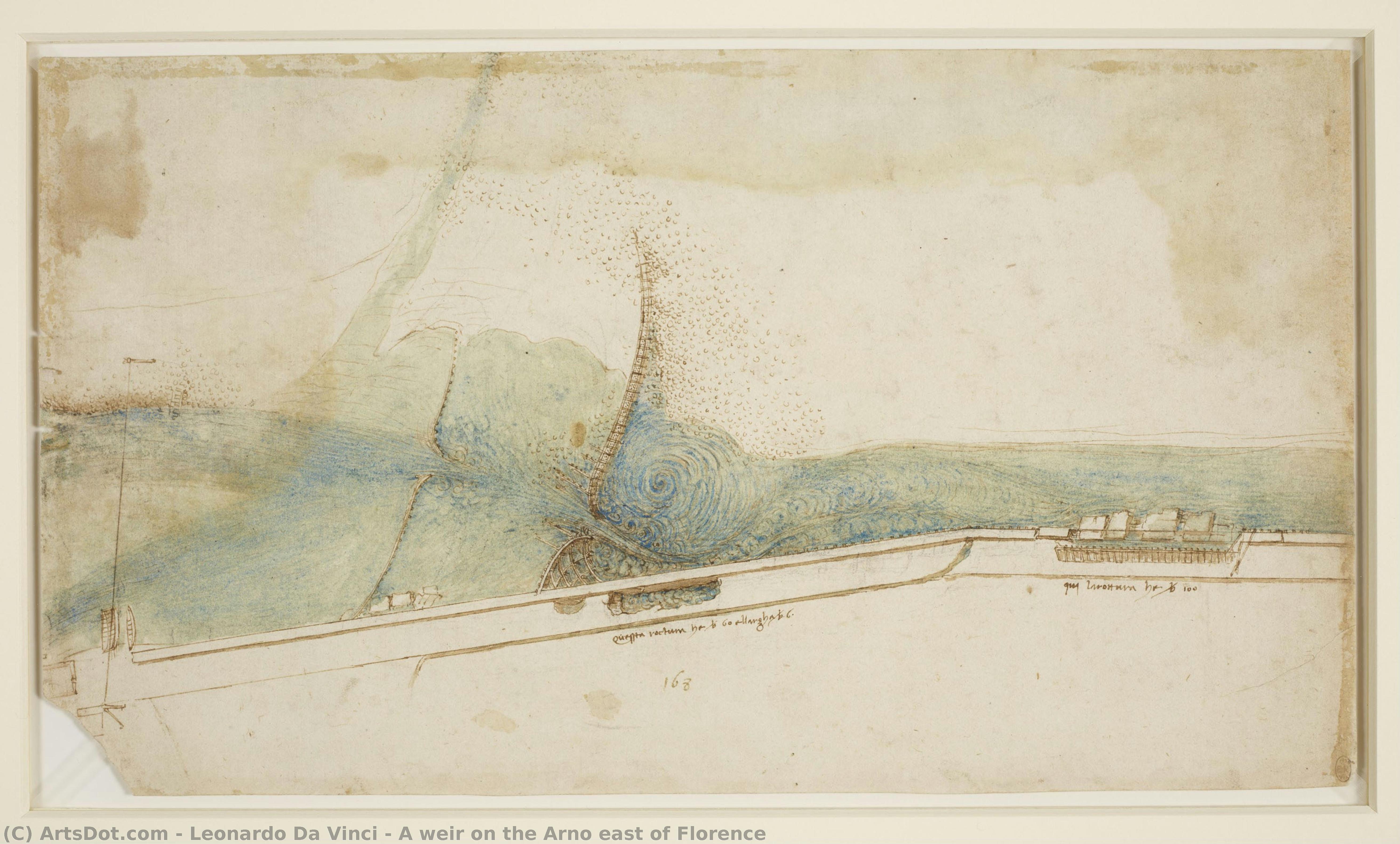 A Weir On The Arno East Of Florence — Leonardo Da Vinci