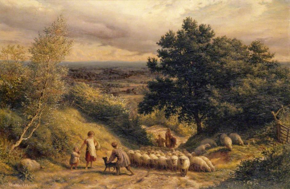 Driving Sheep A View From Reigate, Surrey — James Thomas Linnell