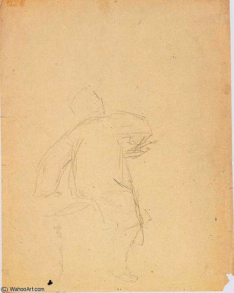 Sketch Of A Figure Seen In The Mantle From Behind — Albin Egger Lienz
