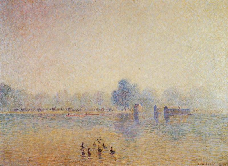 The Serpentine, Hyde Park, Fog Effect — Camille Pissarro