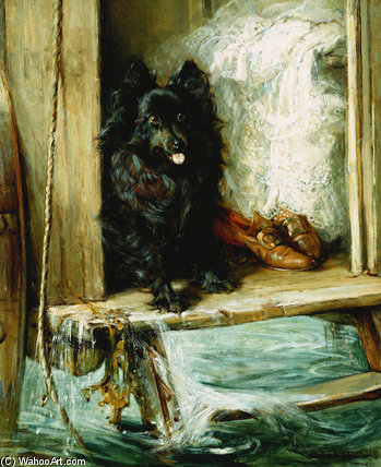 Left In Charge - A Black Pomerain On The Steps — Philip Eustace Stretton