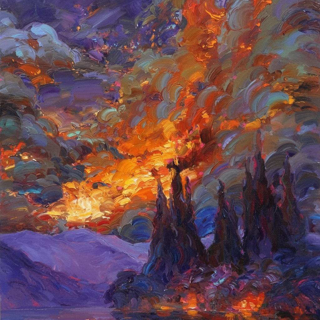 Erupción De Luz Celestial Entre Las Sombras De Antiguas Agujas Violetas — Caroline Pelletier