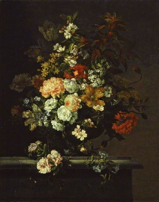 Still Life Of Mixed Flowers In A Vase On A Ledge — Jean-baptiste Monnoyer