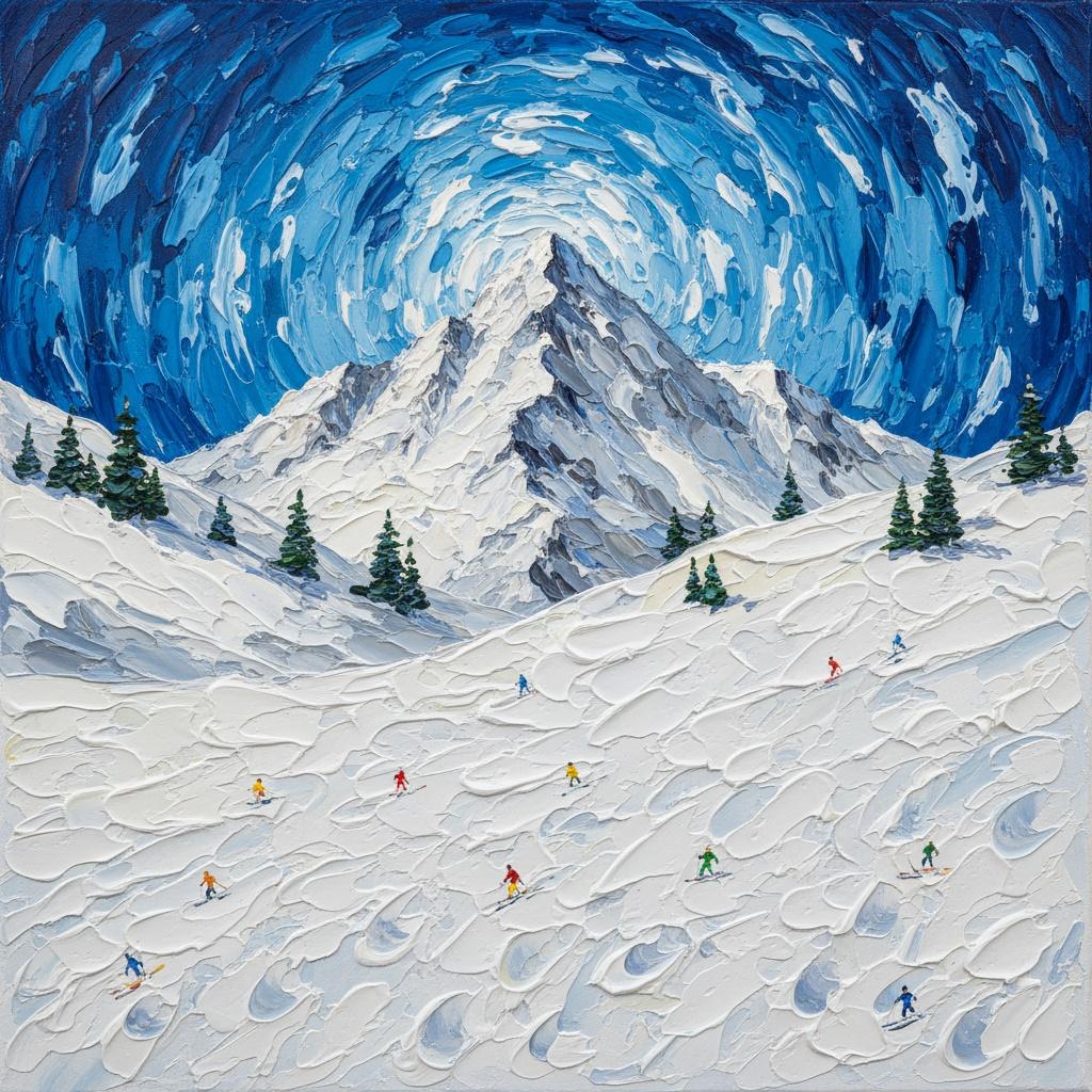 Celestial Vortex Over The Monolithic Blue Summit: A Singular Impasto Masterpiece — David Moreau