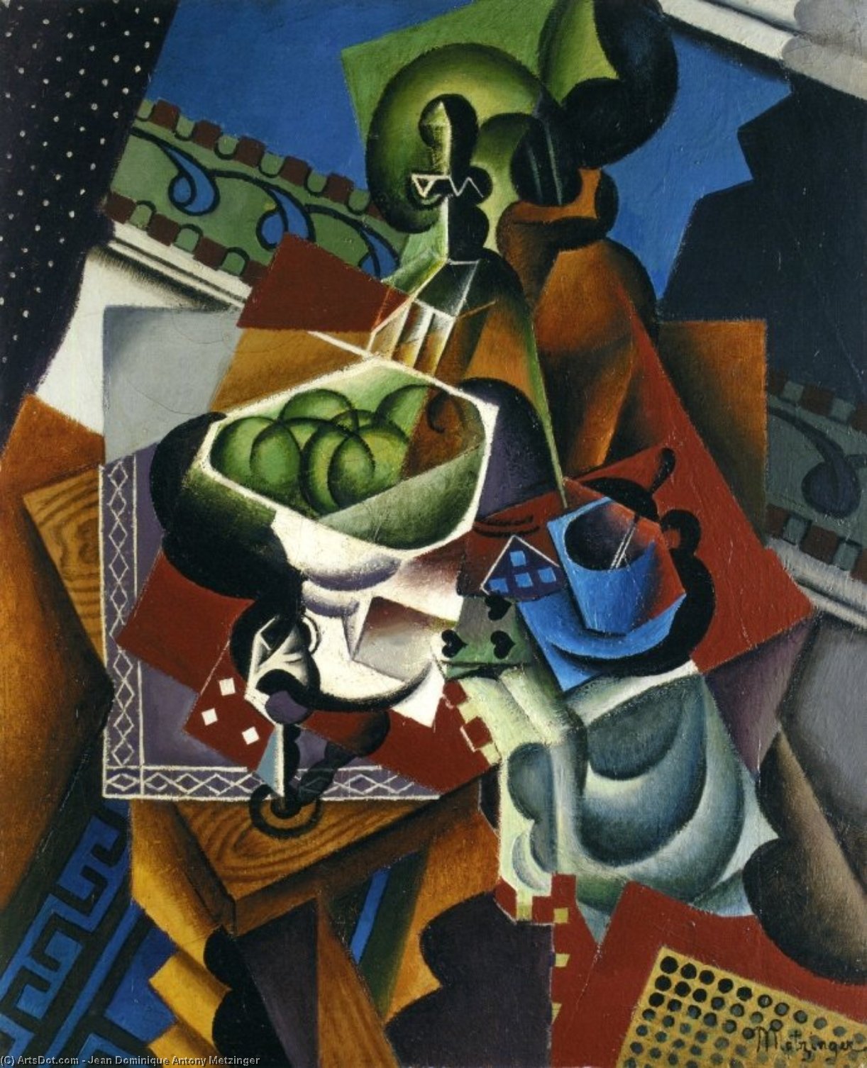 Playing Cards, Coffee Cup And Apples, — Jean Dominique Antony Metzinger