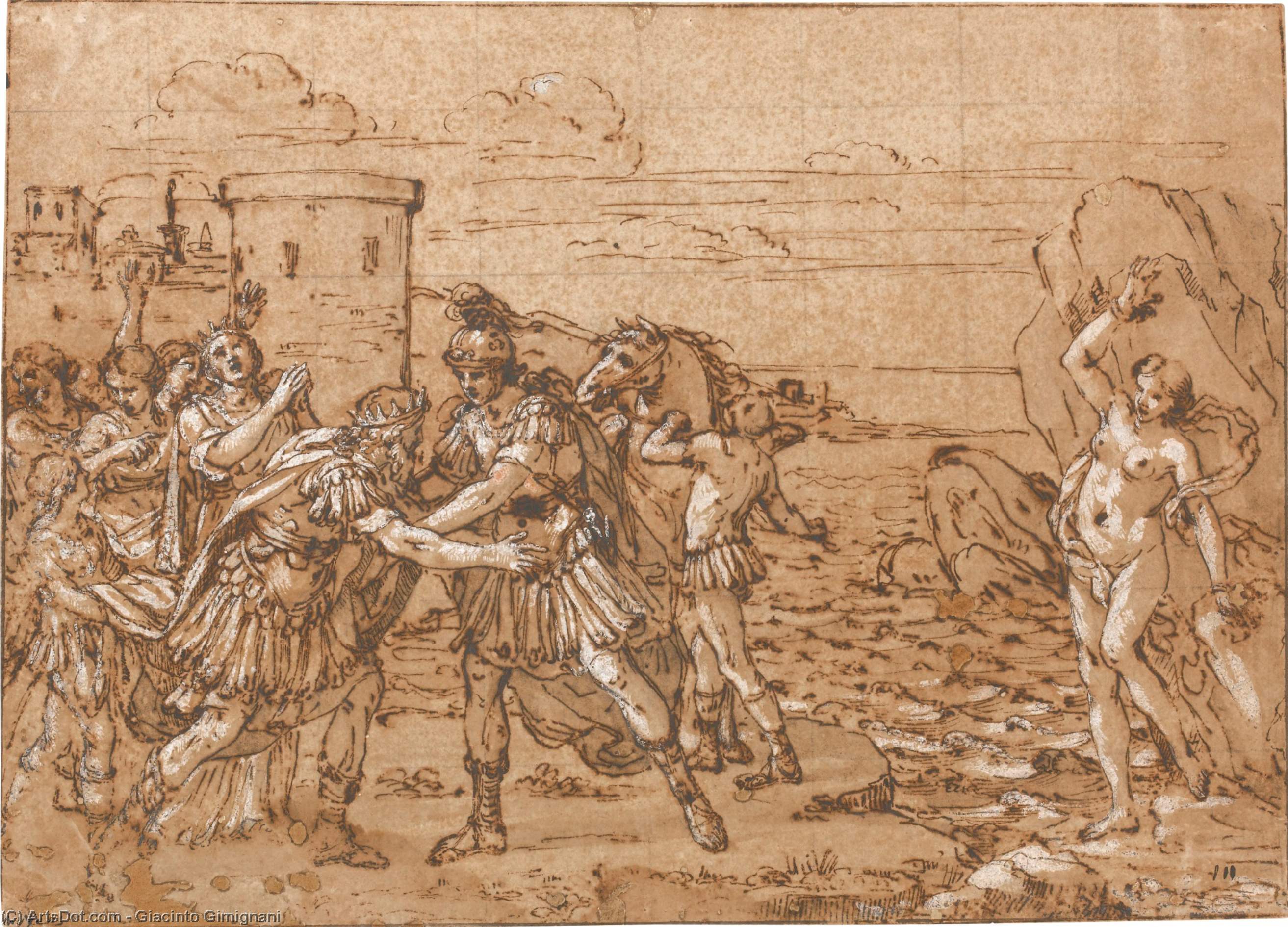 Perseus Greets Cepheus And Cassiopea Before Rescuing Their Daughter Andromeda From The Sea Monster — Giacinto Gimignani