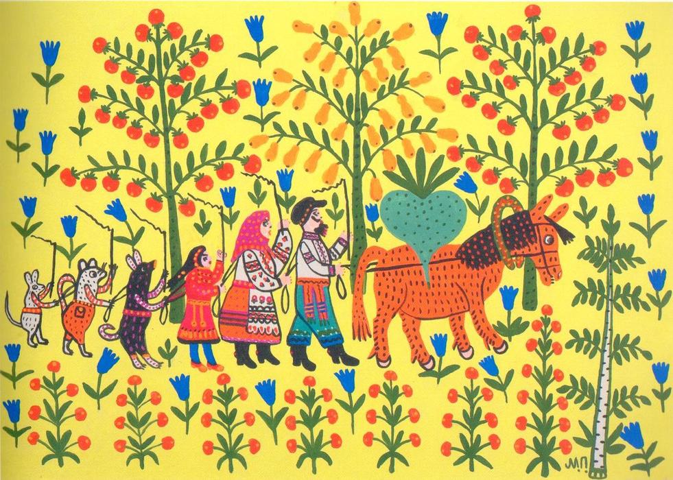 Ola Man And Old Woman Carry A Turnip — Maria Primachenko