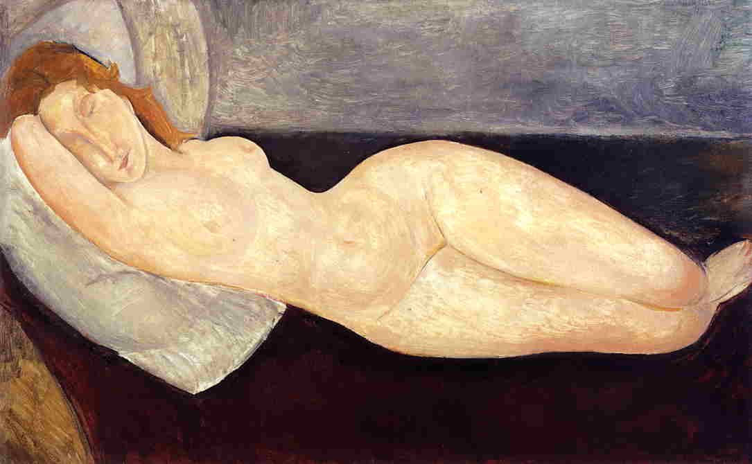 Reclining Nude, Head On Right Arm — Модиљани