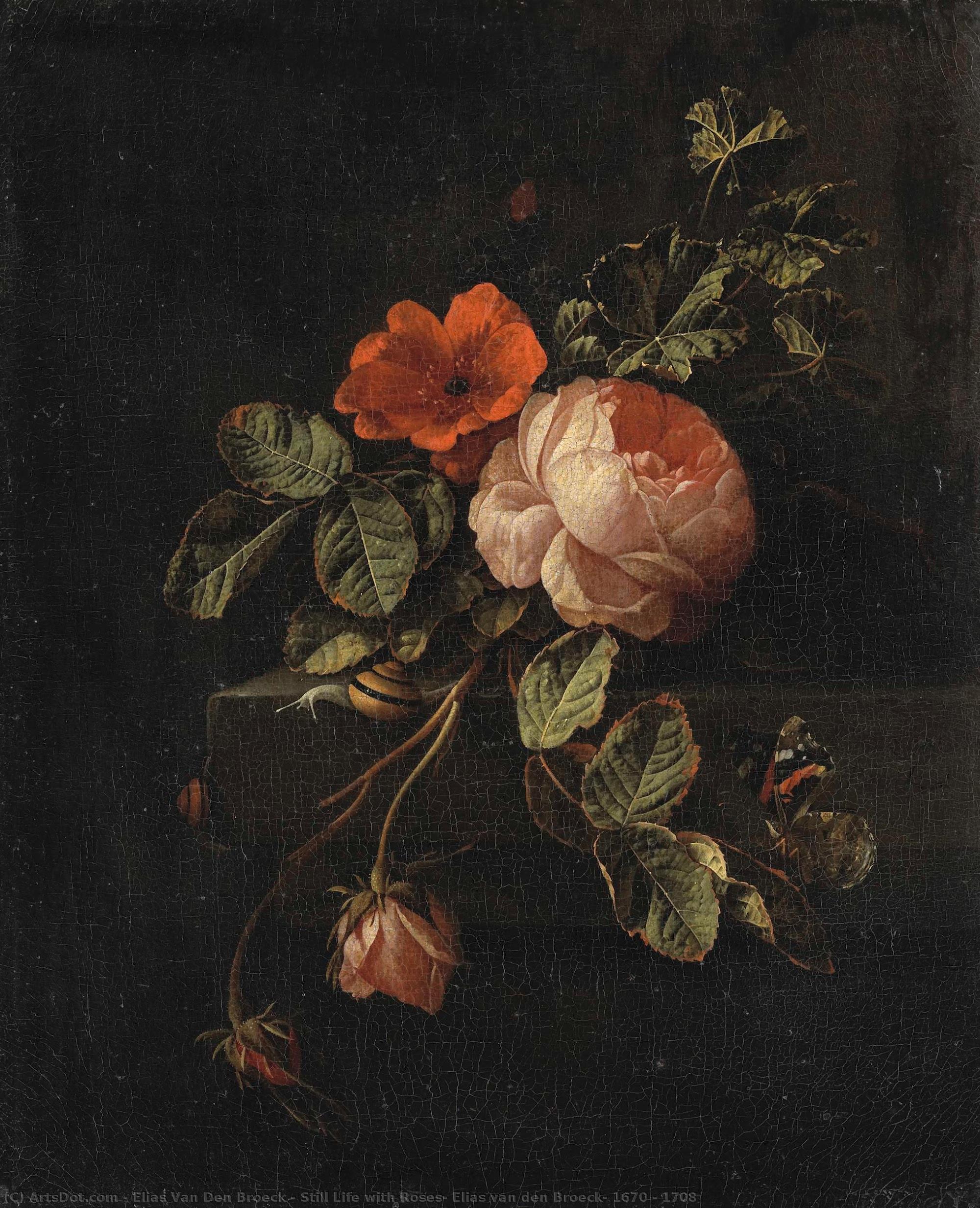 Still Life With Roses, Elias Van Den Broeck, 1670 - 1708 — Elias Van Den Broeck