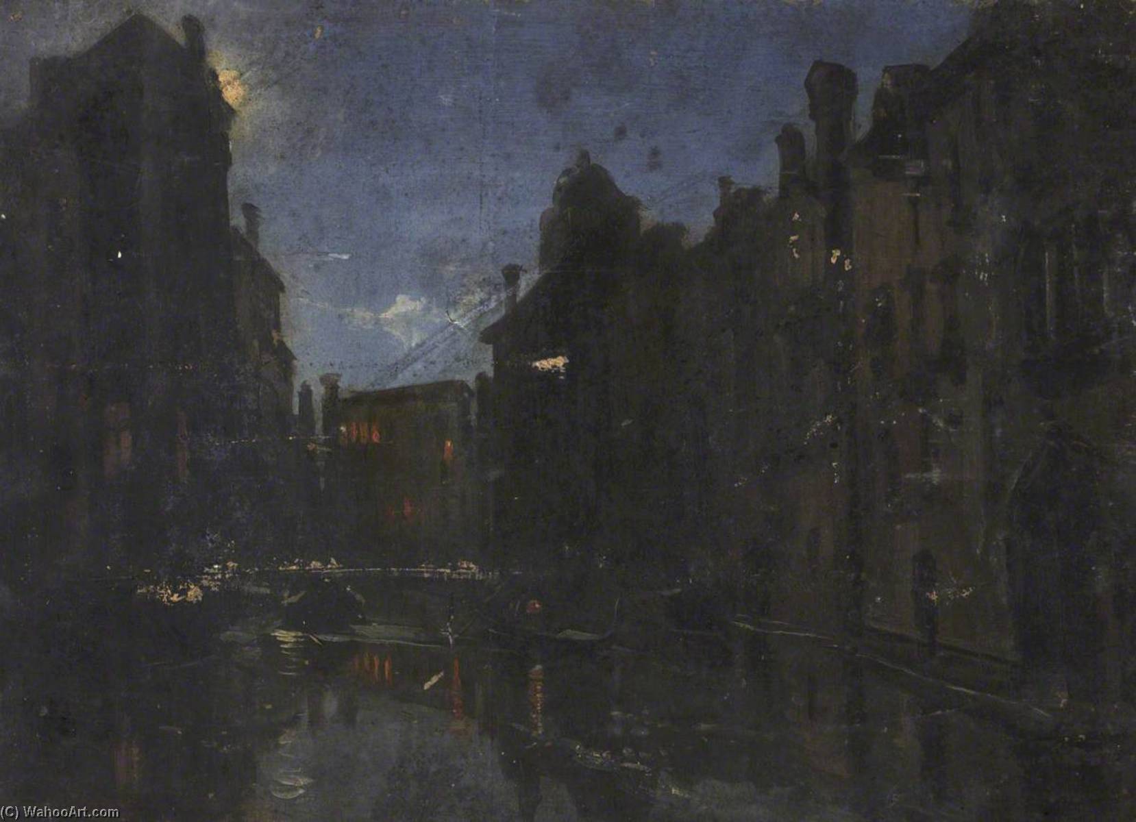 Houses And Water By Moonlight — Thomas Stuart Smith