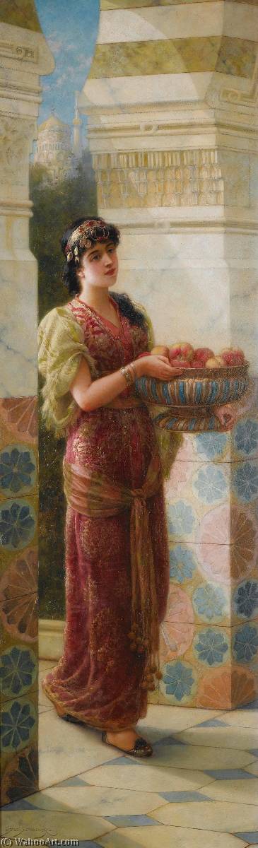 The Fruit Seller Catching Butterflies Two Paintings — Emile Eisman Semenovsky