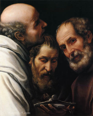 Tres Monjes Contemplating A Crucifijo Galleria Di Palazzo Rosso, Genoa — Alessandro Tiarini