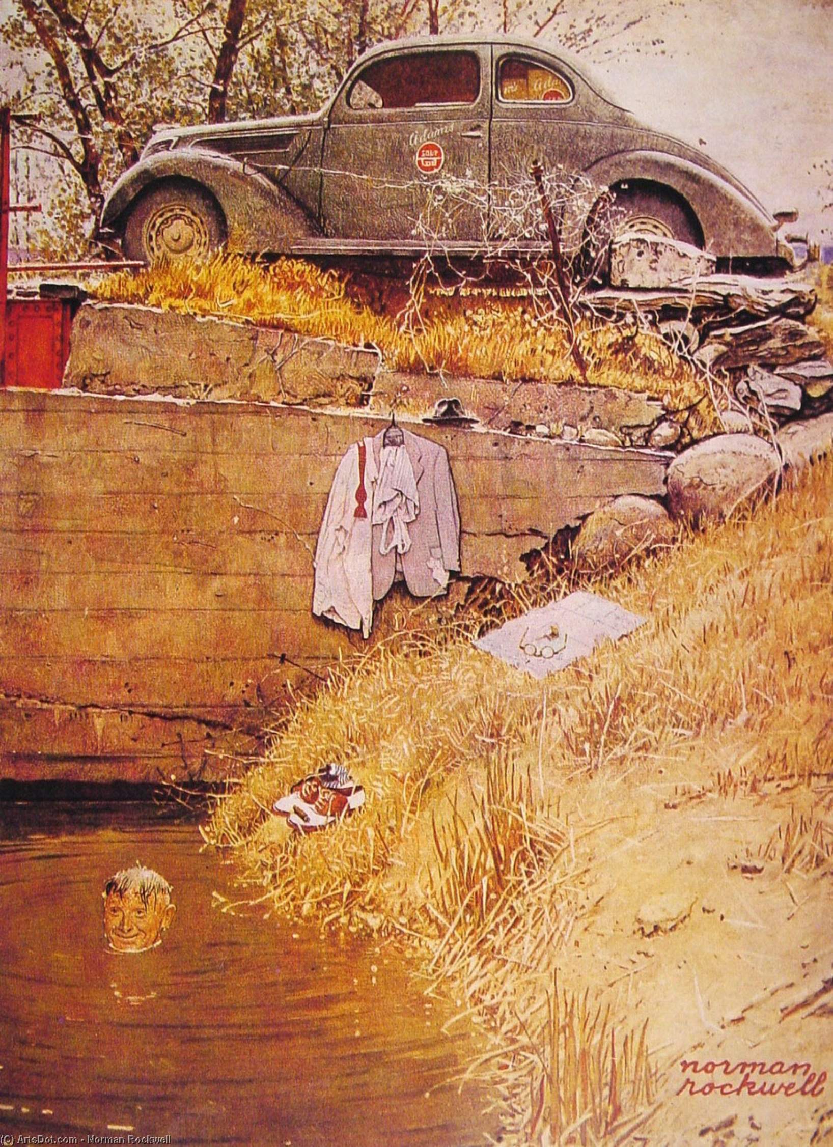 The Swimming Hole — Norman Rockwell